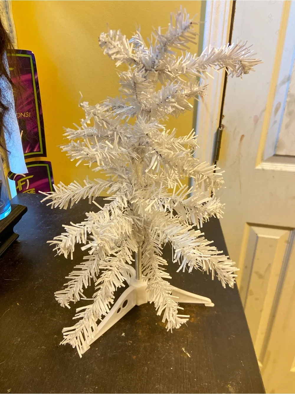 White Mini Artificial Holiday Christmas Tree for Desktop